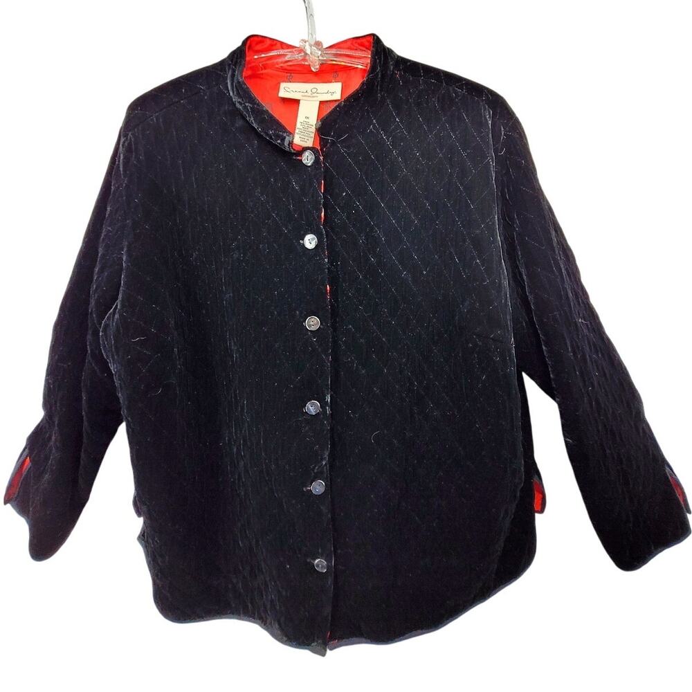 French Laundry Black Velvet Blazer Quilted Lined Elegant Statement